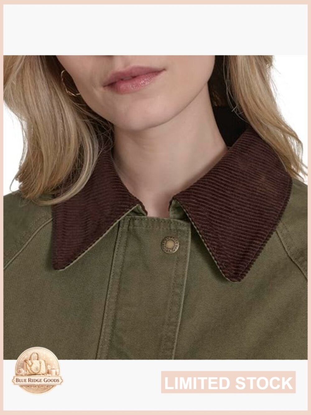 Short Cotton Barn Jacket Classic Quilted Laydown Corduroy Collar Durable Zip - Picture 5 of 7